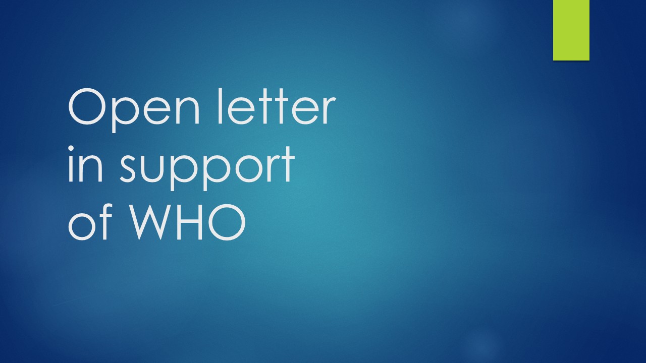 WHO Collaborating Centers back WHO in an open letter in The Lancet