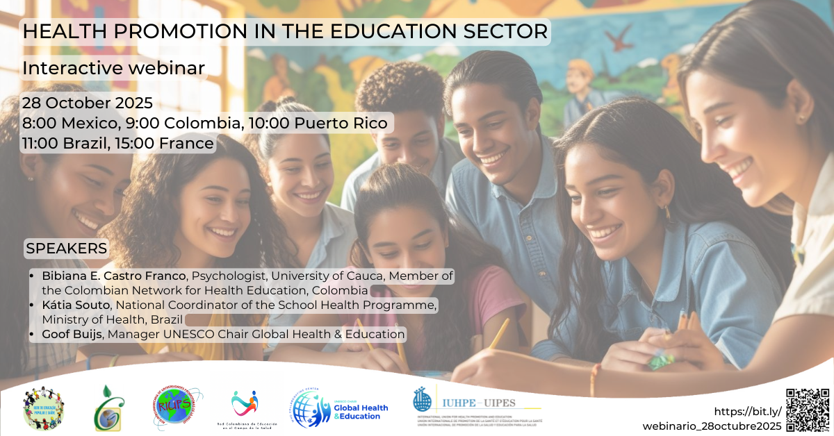 Webinar 28 October 2025 – Health promotion in the education sector