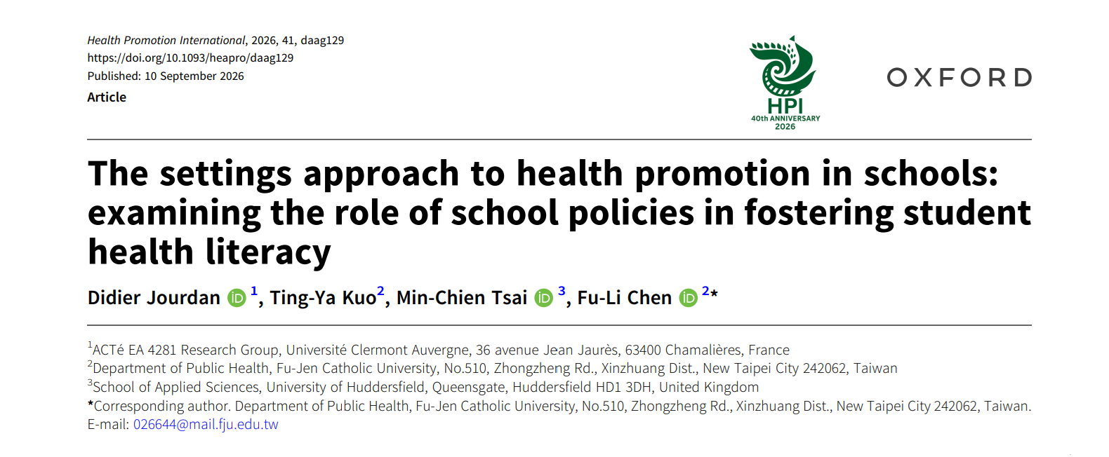 Promoting health in schools: taking action across the whole school environment to improve pupils’ health literacy